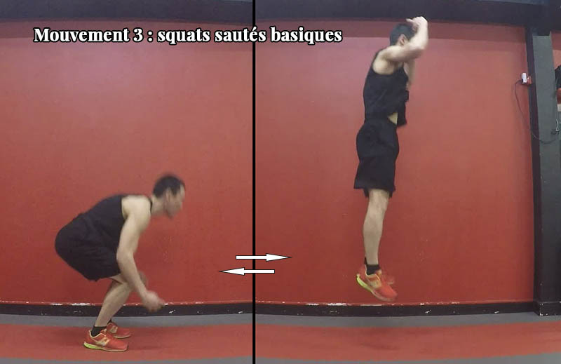 Mouvement 3 : squats sautés basiques