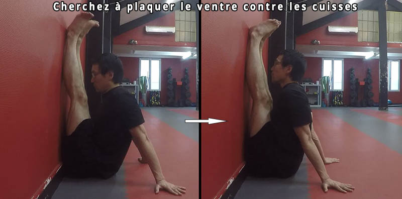 pince inversée jambes contre un mur