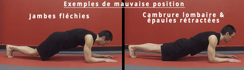 Planche sur les Coudes - mauvais positionnement