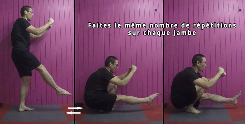 Squat sur une jambe, les positions