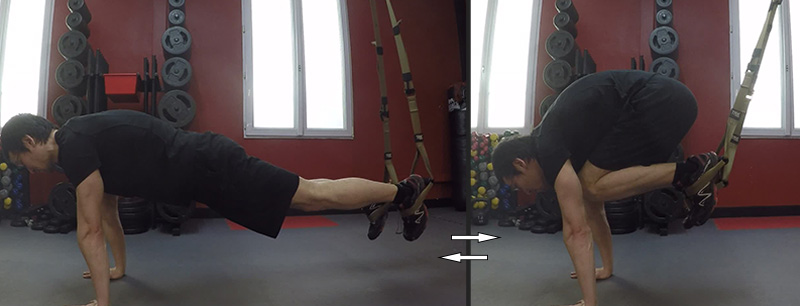 TRX - crunch, les positions